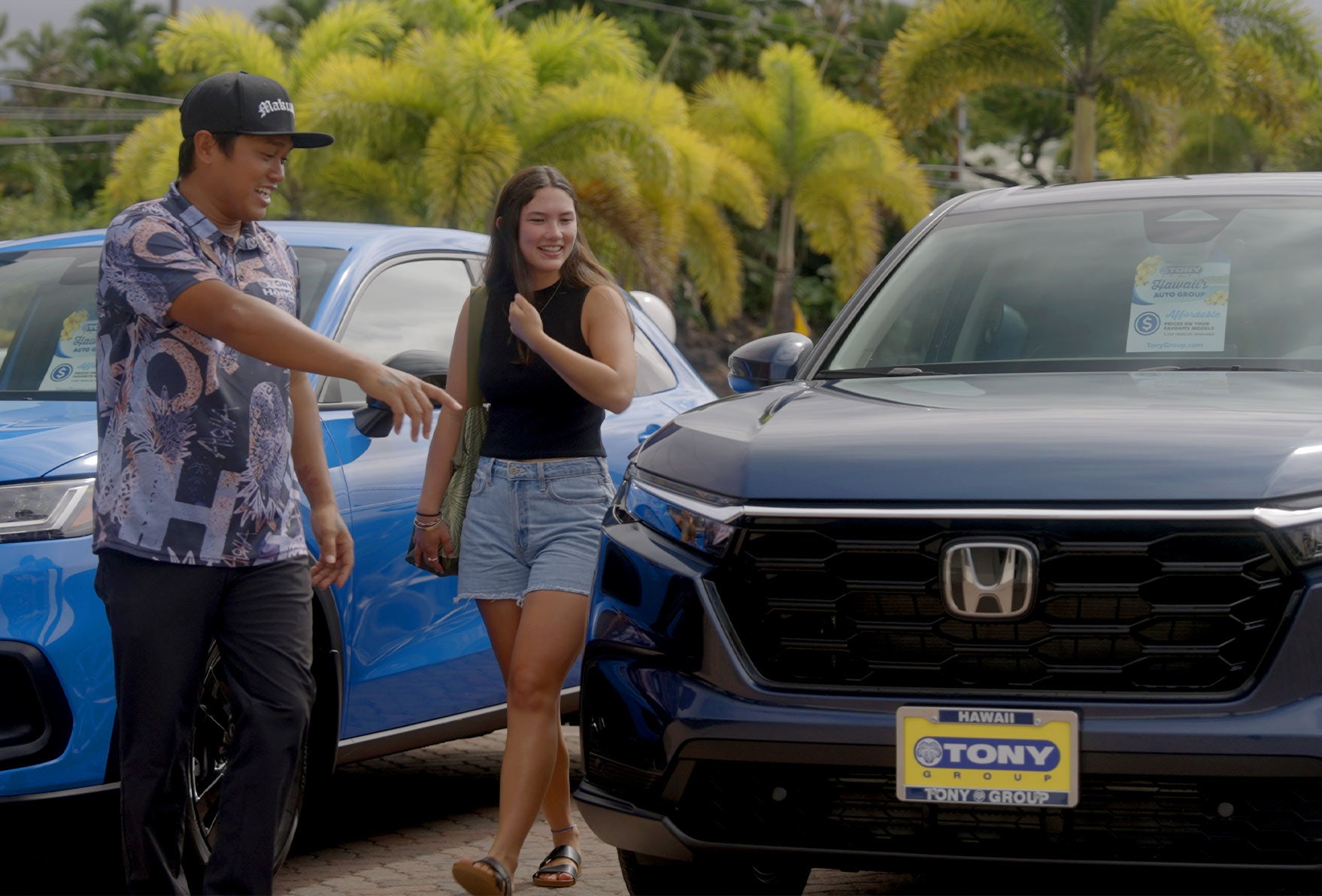 Customers test driving a vehicle